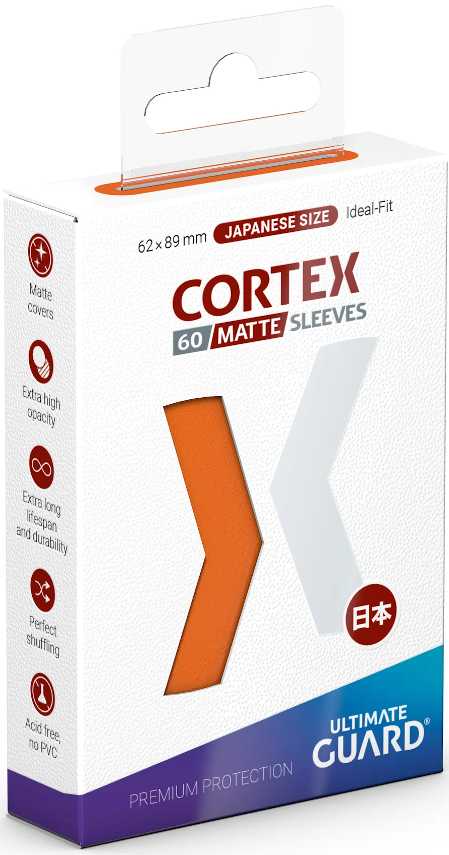 Image of Orange Matte JAPANESE Size Card Sleeves - Ultimate Guard CORTEX [60 ct]