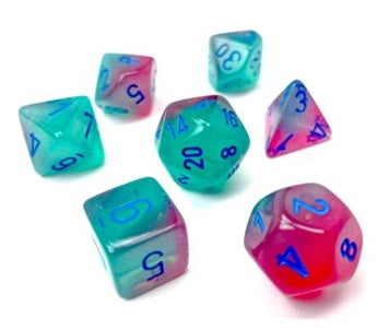 Image of Chessex Gemini Gel Green-Pink/Blue - 7 Dice