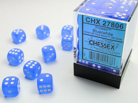 Chessex - Frosted  Blue/White - 36 dice D6