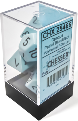 Image of Chessex Opaque - Pastel Blue/Black - 7-die set (CHX 25466)