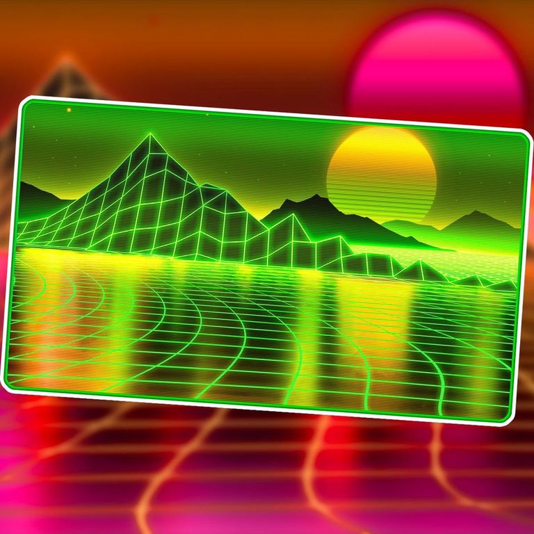 Image of Premium Playmat Stitched Edge Retrowave Artifact