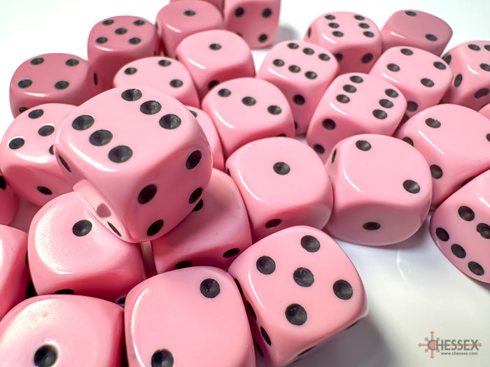 Image of Chessex Opaque - Pastel Pink/Black - 36d6 (CHX 25864)