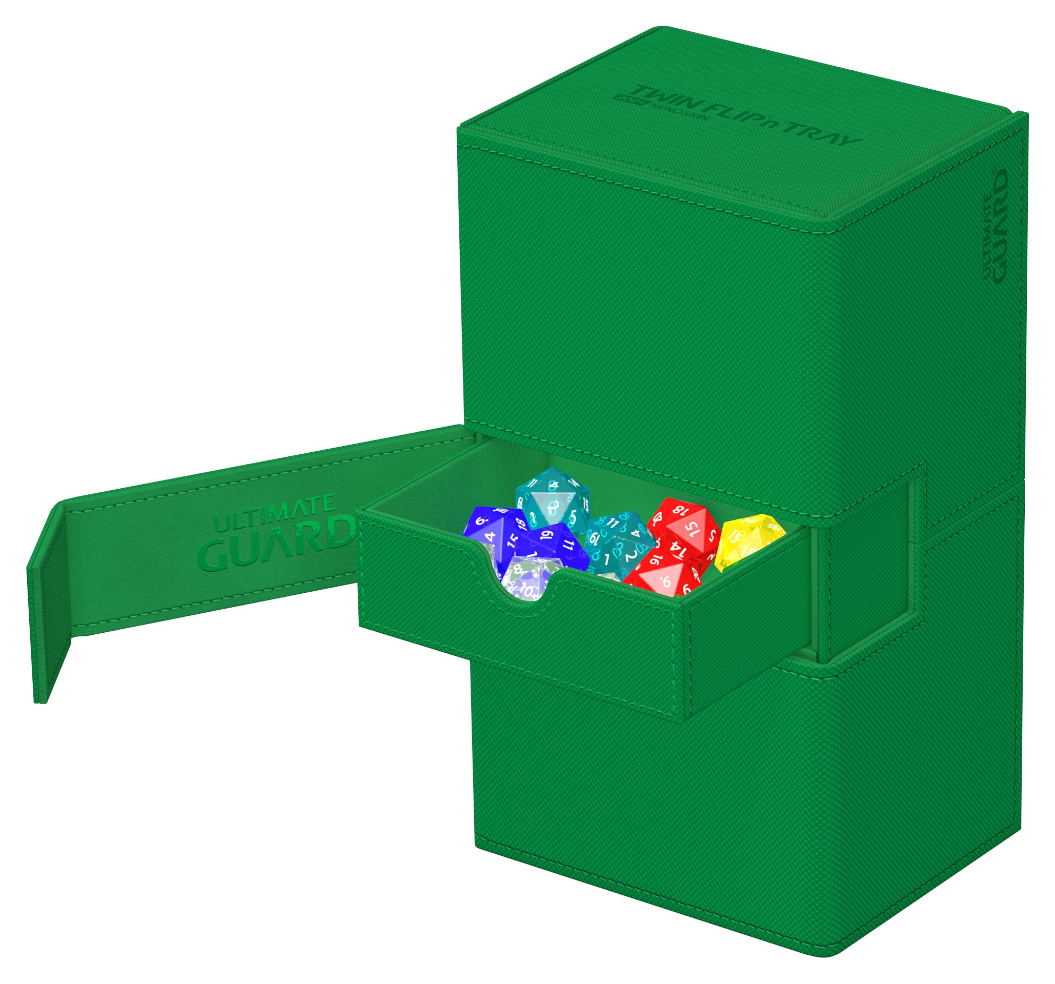 Image of Green Mono Colour Ultimate Guard Xenoskin Flip'n'Tray 200+ Deckbox