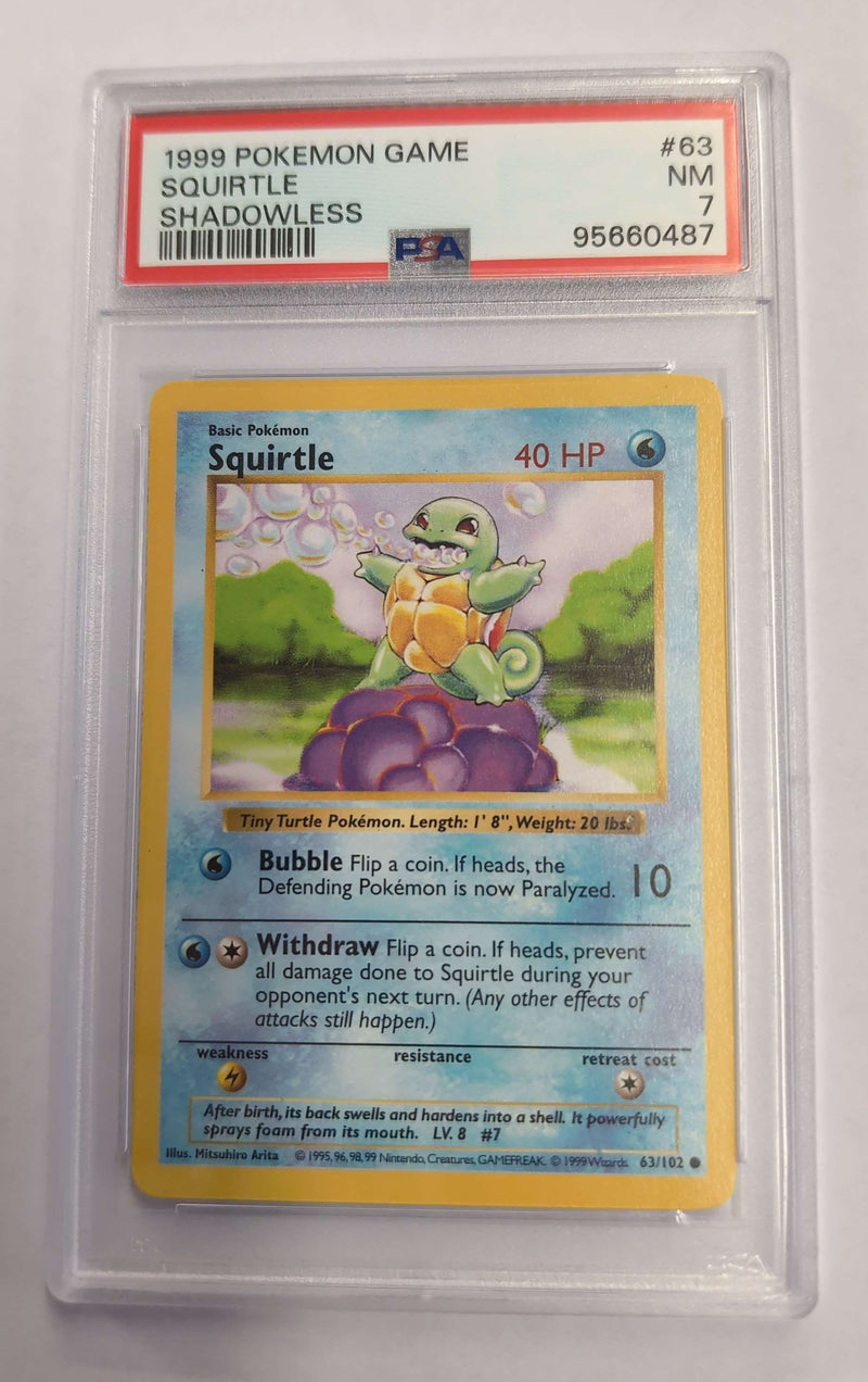 Squirtle (Base Set Unlimited SHADOWLESS) No.63 PSA 7