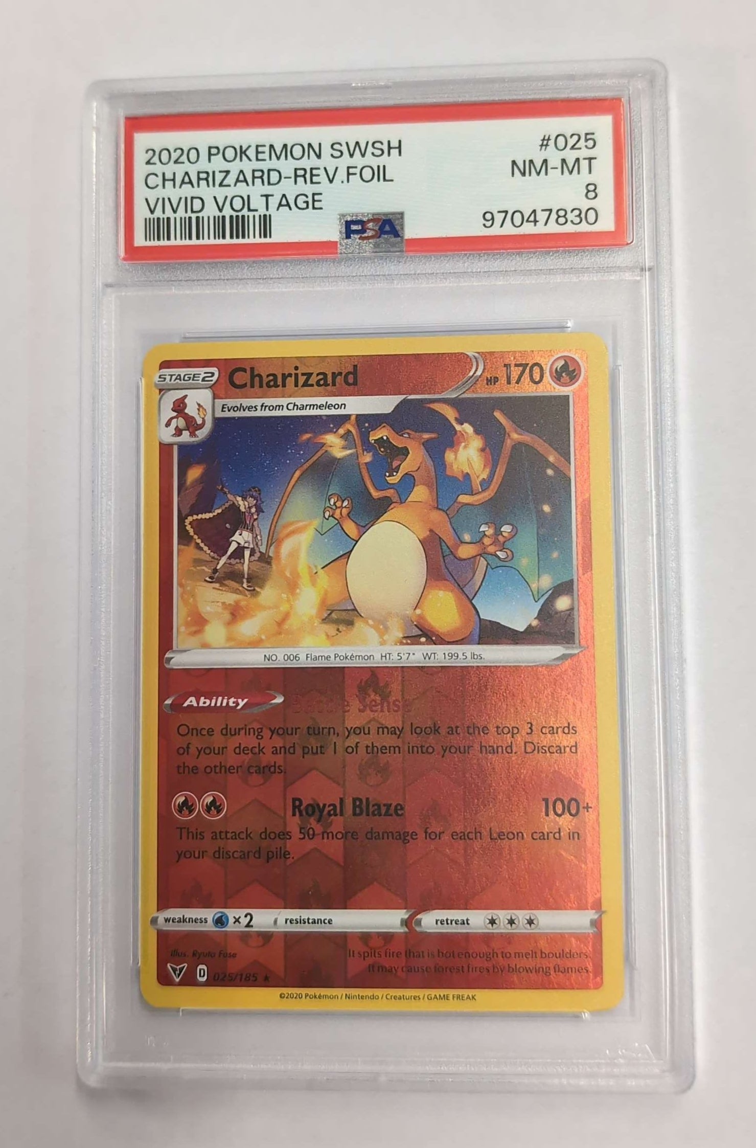 Image of Charizard (SWSH Vivid Voltage REVERSE FOIL) No.025 PSA 8