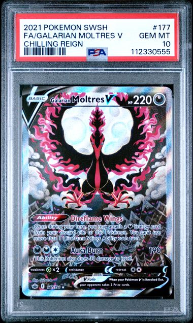 Image of Galarian Moltres V (Sword & Shield: Chilling Reign) 177/198 PSA 10