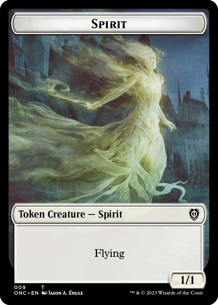 Image of Human // Spirit Double-Sided Token [Phyrexia: All Will Be One Commander Tokens]