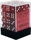 Chessex Translucent - Red/White - 36 D6 Dice Block