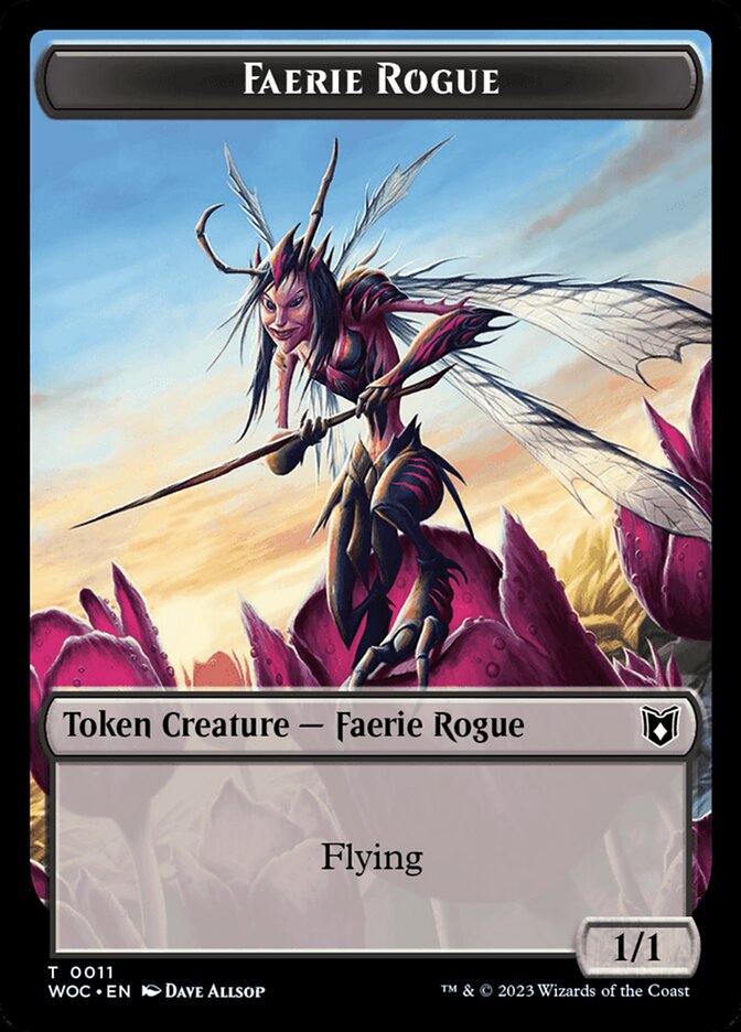 Image of Faerie Rogue // Faerie (0011) Double-Sided Token [Wilds of Eldraine Commander Tokens]