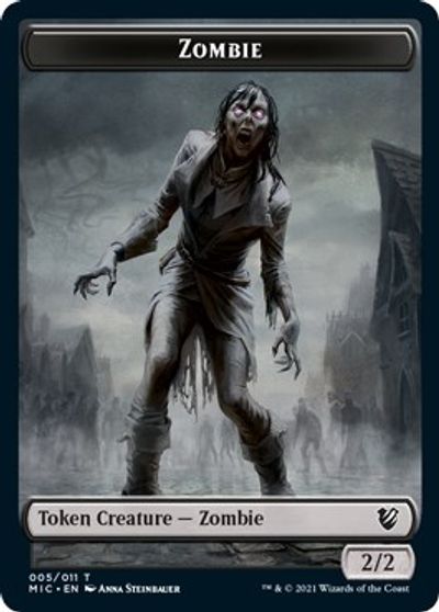Image of Zombie // Zombie Double-Sided Token (005 MIC/005 MID) [Innistrad: Midnight Hunt Commander Tokens]