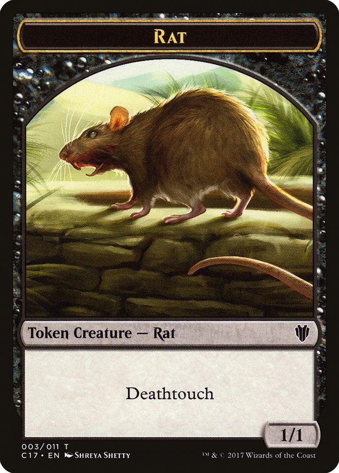 Image of Cat Warrior (008) // Rat (003) Double-Sided Token [Commander 2017 Tokens]