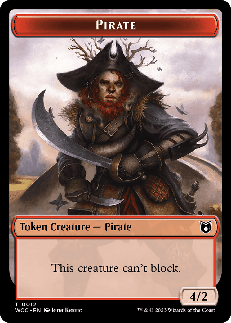 Image of Pirate // Human Double-Sided Token [Wilds of Eldraine Commander Tokens]