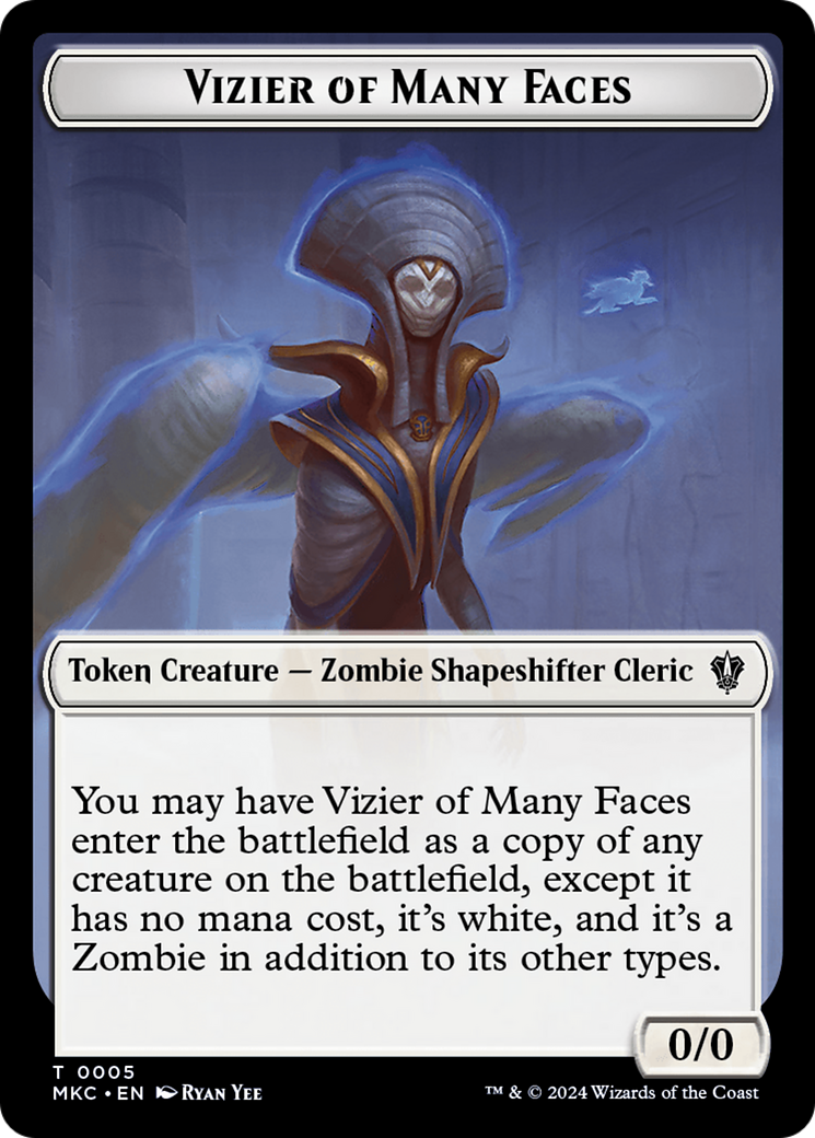 Image of Vizier of Many Faces // Zombie Double-Sided Token [Murders at Karlov Manor Commander Tokens]