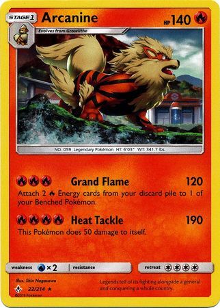 Image of Arcanine (22/214) (Cosmos Holo) [Sun & Moon: Unbroken Bonds]