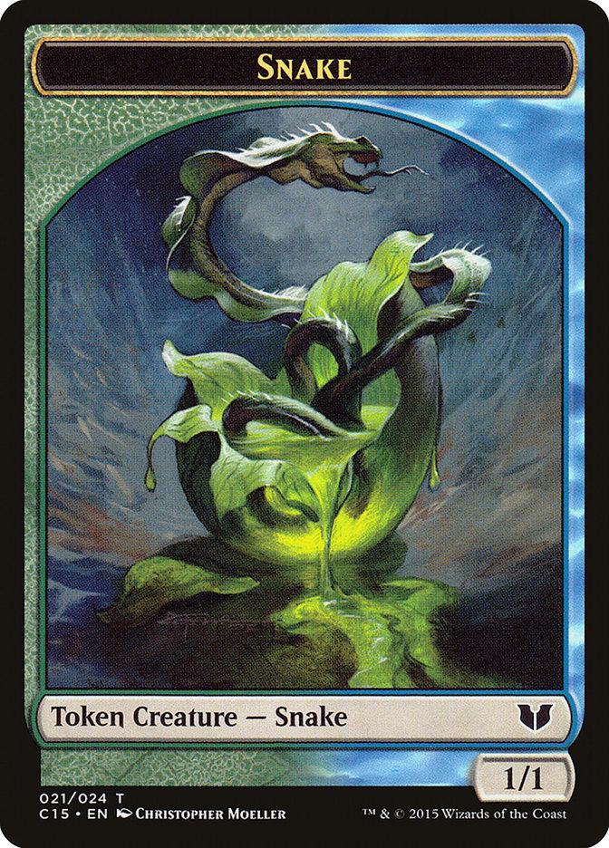Image of Snake (021) // Saproling Double-Sided Token [Commander 2015 Tokens]
