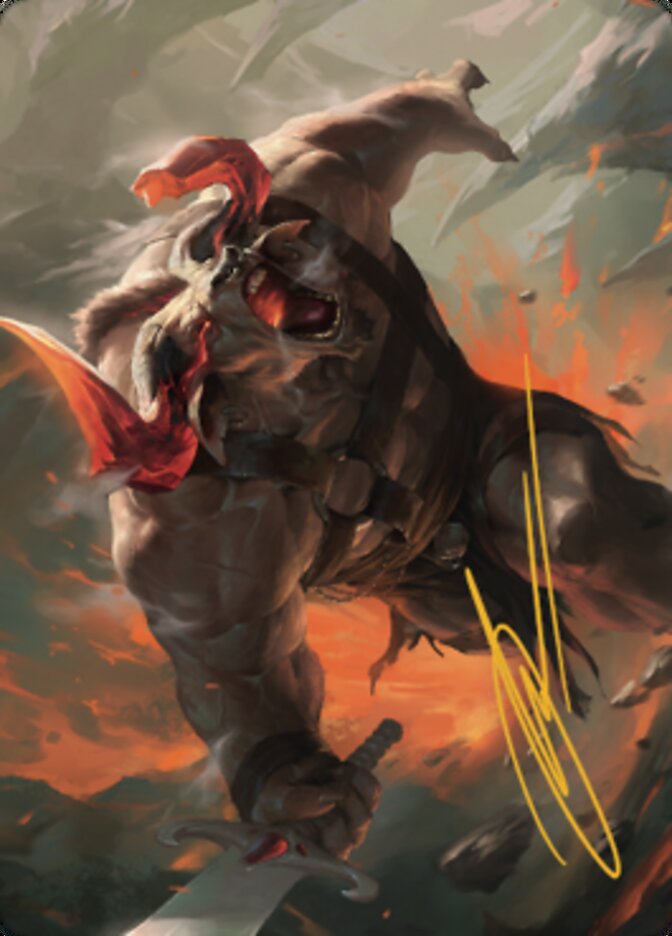 Image of Furious Bellow Art Card (Gold-Stamped Signature) [Dominaria United Art Series]