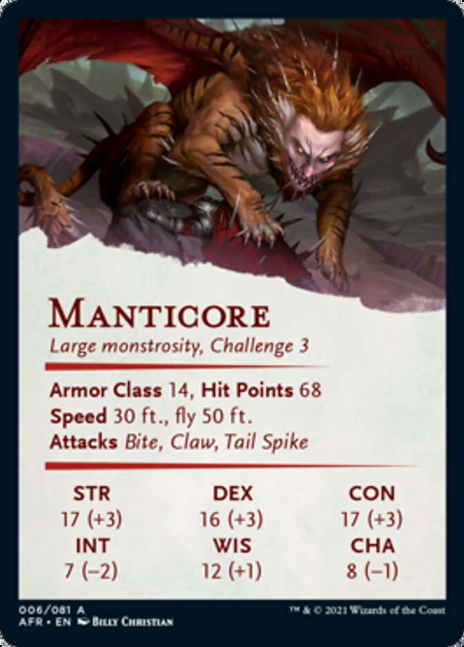 Image of Manticore Art Card [Dungeons & Dragons: Adventures in the Forgotten Realms Art Series]