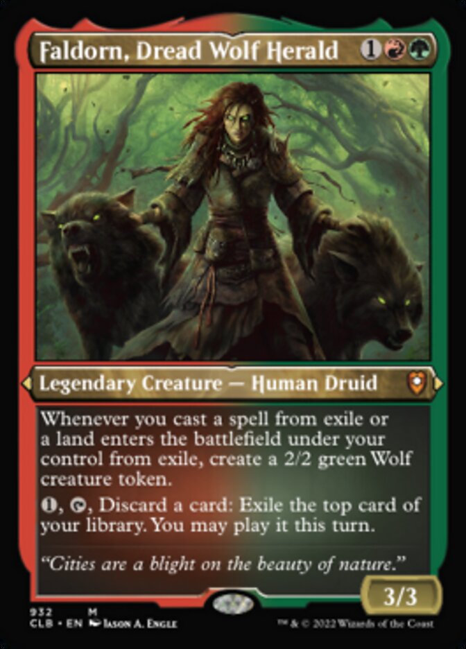Image of Faldorn, Dread Wolf Herald (Display Commander) (Foil Etched) [Commander Legends: Battle for Baldur's Gate]
