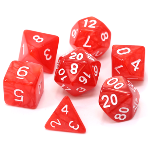 Image of Die Hard Dice - Red Swirl w/White - Red/White - 7 Piece RPG Set