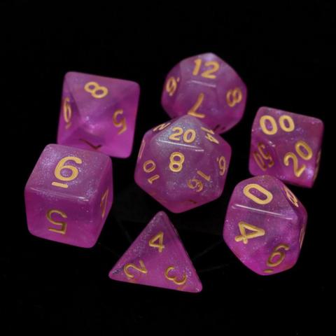 Image of Die Hard Dice - Sakura w/ Gold - Pink/Gold- 7 Piece RPG Set