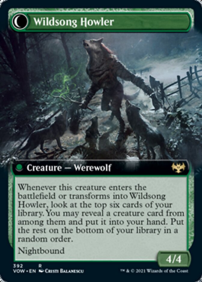Image of Howlpack Piper // Wildsong Howler (Extended Art) [Innistrad: Crimson Vow]