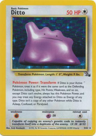 Ditto 3/62 Holo Fossil ( Near Mint) Unlimited