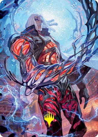 Image of Tezzeret, Betrayer of Flesh Art Card (Gold-Stamped Signature) [Kamigawa: Neon Dynasty Art Series]