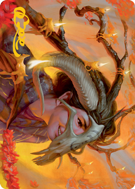 Image of Hedgewitch's Mask Art Card (Gold-Stamped Signature) [Innistrad: Midnight Hunt Art Series]