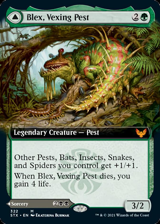 Image of Blex, Vexing Pest // Search for Blex (Extended Art) [Strixhaven: School of Mages]