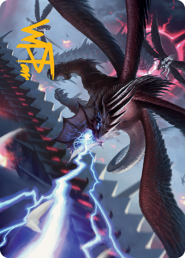 Image of Defiant Thundermaw Art Card (Gold-Stamped Signature) [March of the Machine Art Series]