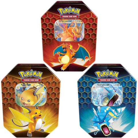 Hidden Fates Tins (Gyarados GX, Charizard GX, Raichu GX)