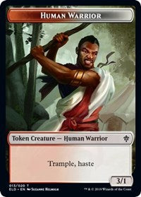 Image of Human Warrior // Food (15) Double-Sided Token [Throne of Eldraine Tokens]