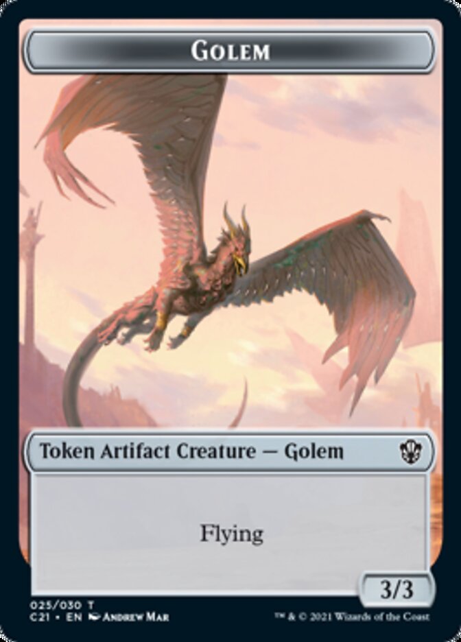 Image of Golem (025) // Thopter Double-Sided Token [Commander 2021 Tokens]
