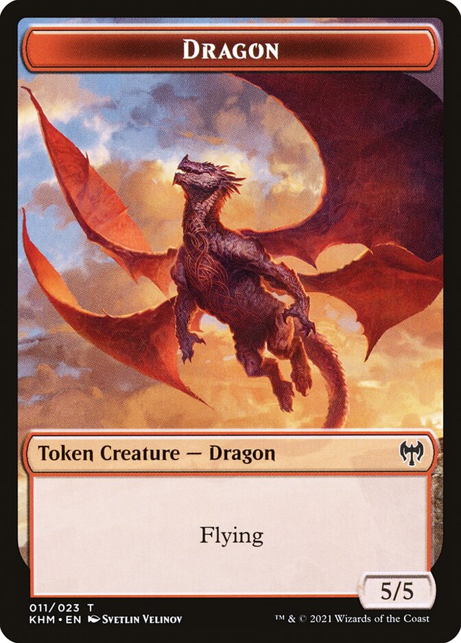 Image of Human Warrior // Dragon Double-Sided Token [Kaldheim Tokens]