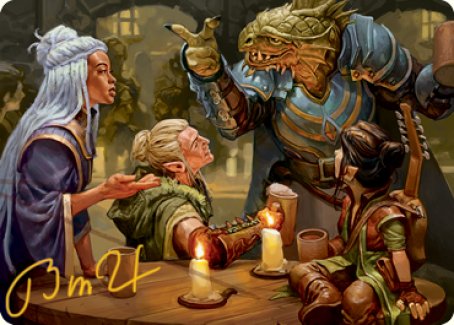 Image of You Meet in a Tavern Art Card (Gold-Stamped Signature) [Dungeons & Dragons: Adventures in the Forgotten Realms Art Series]