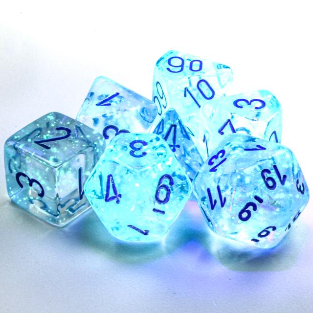 Image of Chessex Borealis - Icicle/Light Blue Luminary Effect - 7 Dice