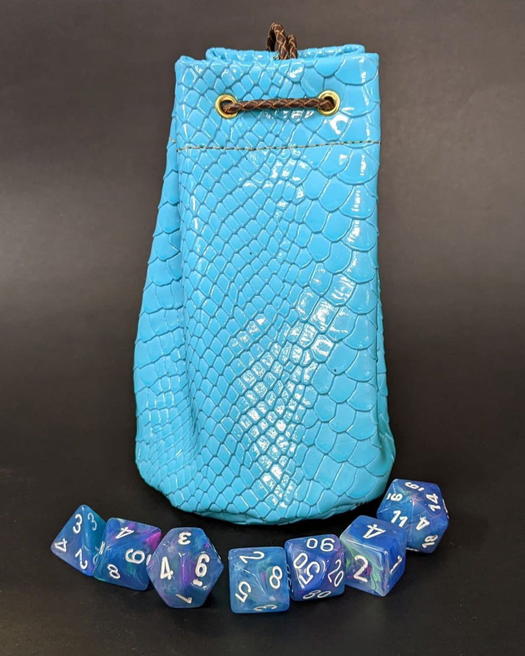 Image of Sky Blue Dragonhide Dice Bag (Medium)
