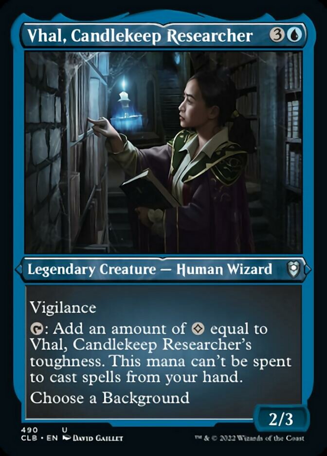 Image of Vhal, Candlekeep Researcher (Foil Etched) [Commander Legends: Battle for Baldur's Gate]