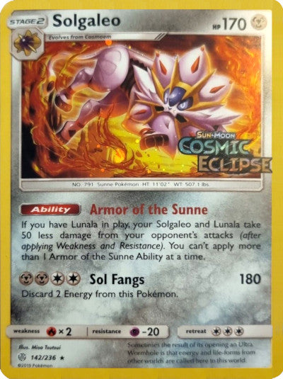 Image of Solgaleo (142/236) (Cosmos Holo) [Sun & Moon: Cosmic Eclipse]