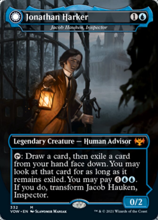 Image of Jacob Hauken, Inspector // Hauken's Insight - Jonathan Harker // Harker's Obsessive Inquiry [Innistrad: Crimson Vow]