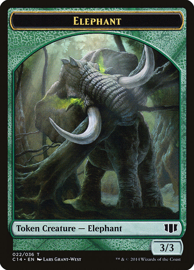 Image of Elephant // Elf Warrior Double-Sided Token [Commander 2014 Tokens]