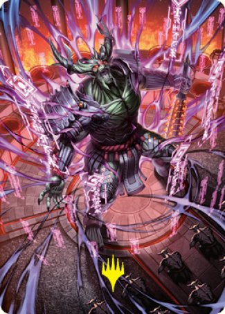 Image of Hidetsugu, Devouring Chaos Art Card (Gold-Stamped Signature) [Kamigawa: Neon Dynasty Art Series]