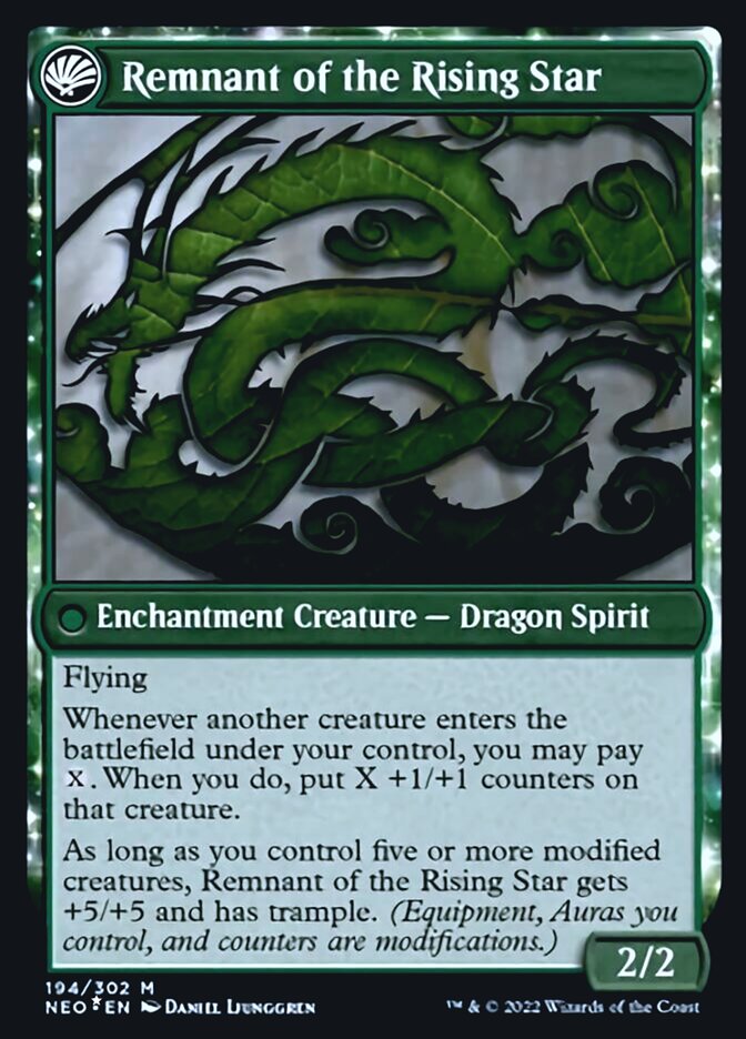 Image of Jugan Defends the Temple // Remnant of the Rising Star [Kamigawa: Neon Dynasty Prerelease Promos]