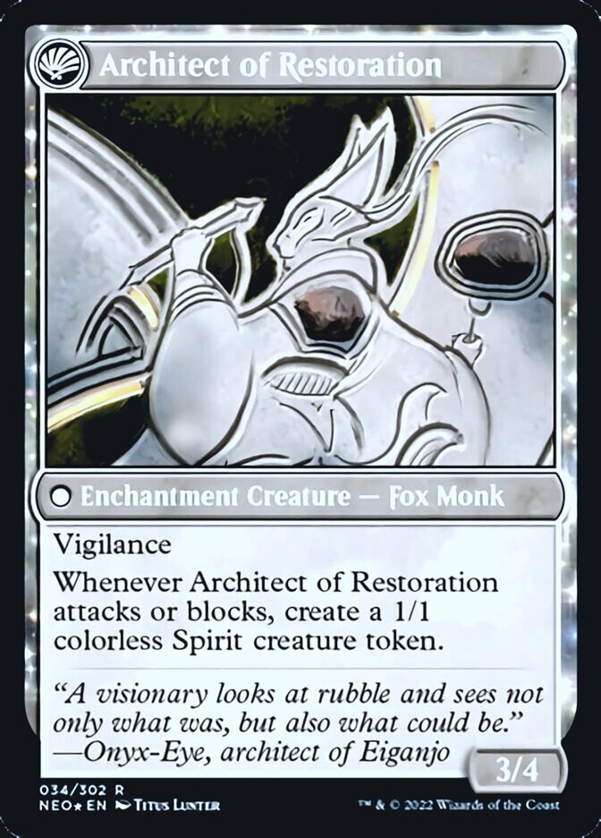 Image of The Restoration of Eiganjo // Architect of Restoration [Kamigawa: Neon Dynasty Prerelease Promos]