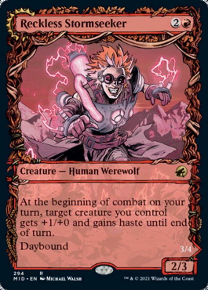 Image of Reckless Stormseeker // Storm-Charged Slasher (Showcase Equinox) [Innistrad: Midnight Hunt]