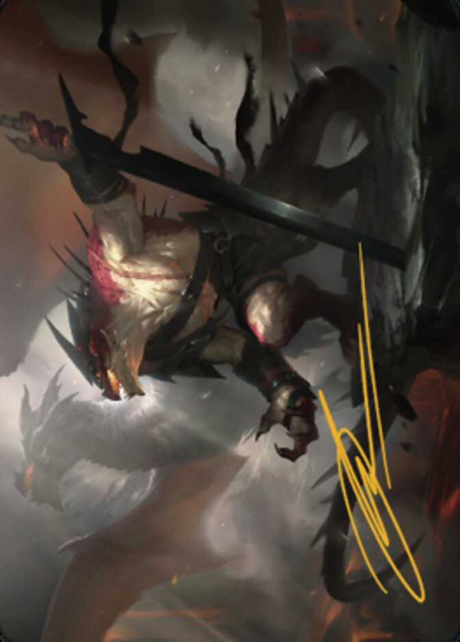 Image of Rivaz of the Claw Art Card (Gold-Stamped Signature) [Dominaria United Art Series]