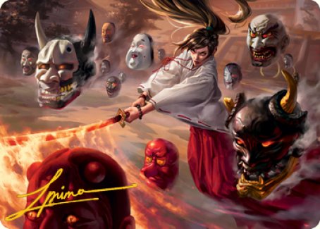 Image of Unquenchable Fury Art Card (Gold-Stamped Signature) [Kamigawa: Neon Dynasty Art Series]