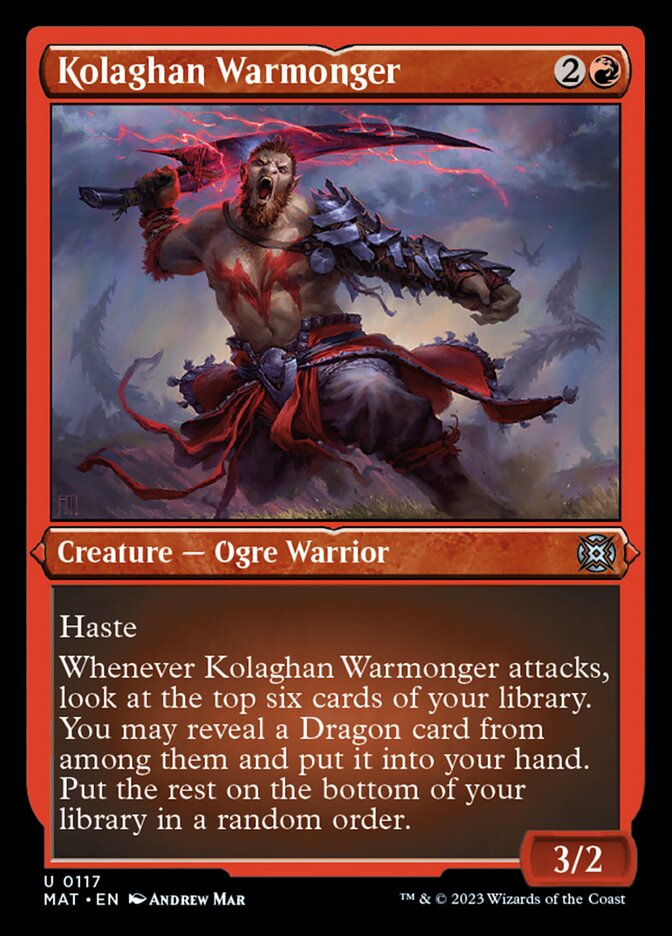 Image of Kolaghan Warmonger (Foil Etched) [March of the Machine: The Aftermath]