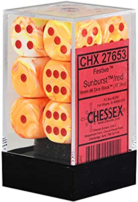 Chessex Festive - Sunburst/Red - 12 D6