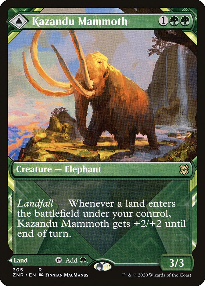 Image of Kazandu Mammoth // Kazandu Valley (Showcase) [Zendikar Rising]